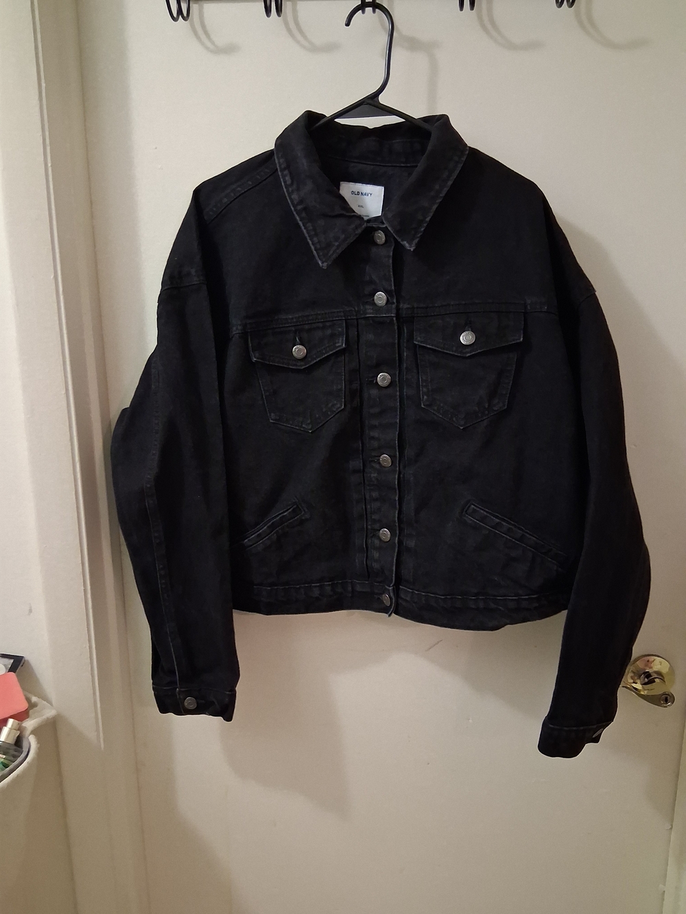 Old Navy Black Denim Trucker Jacket - Women XL